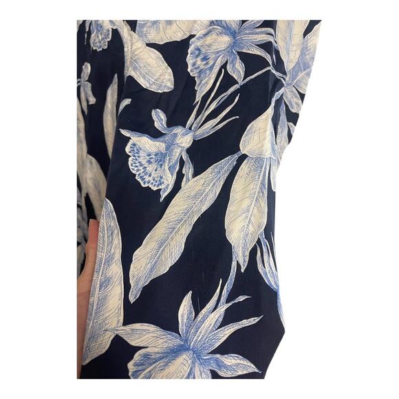 Alexis Brinkley Floral Leaf Print Wide Leg Pants High Rise Maldive Blue Size L - Picture 6 of 14